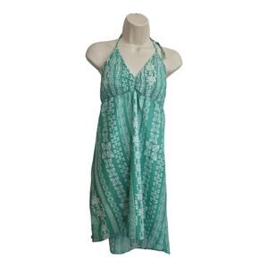 Legaci Women’s Medium Teal Halter Sundress Boho Sleeveless Smocked Summer Dress